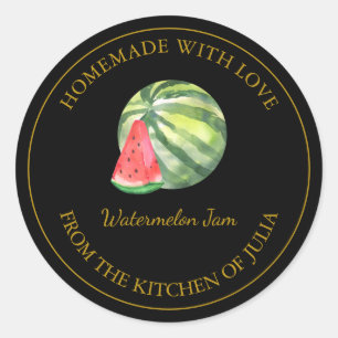 Étiquette de confiture de pastèque maison en or