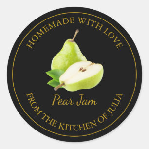 Étiquette de confiture de poires maison Noir
