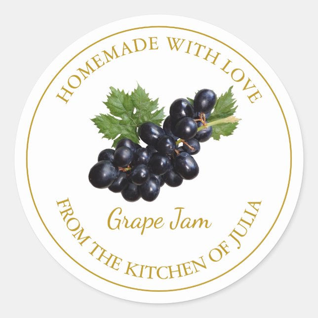 Étiquette de confiture de raisin fait maison | Bla (Devant)