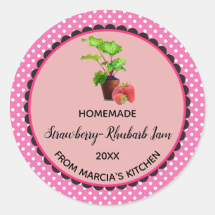 Étiquette de confiture En vichy fraise Rhubarb ros