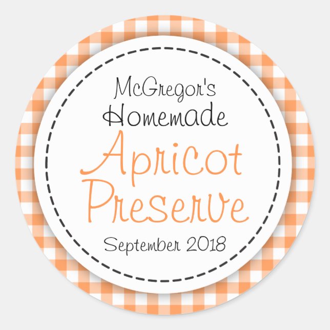 Étiquette de confiture orange d'abricot arrondi (Devant)