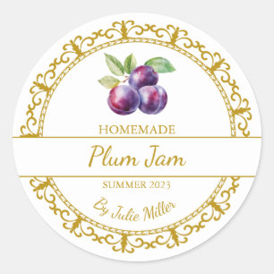 Étiquette de confiture vintage or maison en plum