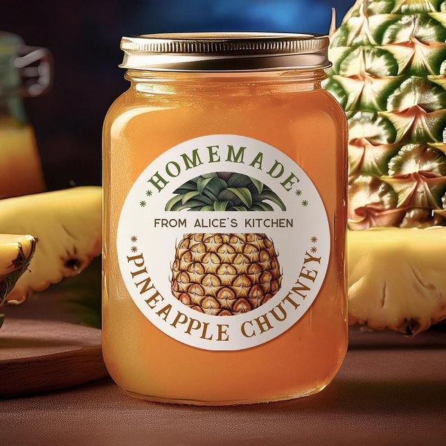 Étiquette de conservation de chutney d'ananas fait (Créateur téléchargé)