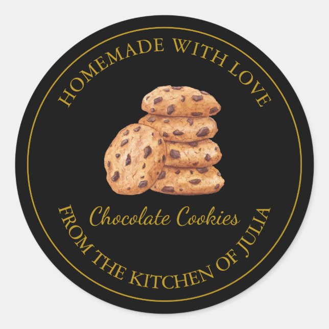 Étiquette de cookies maison Gold | Noir (Devant)