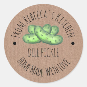 Étiquette de cornichon à l'aneth en papier kraft f