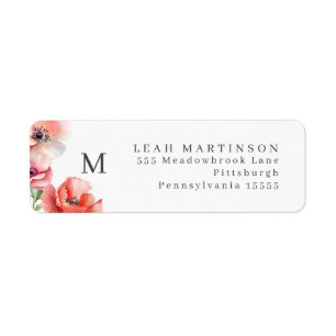 Étiquette de courme à fleurs rouge et rose