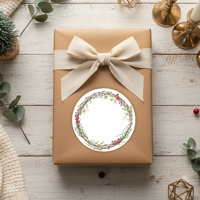 Étiquette de Couronne de Noël Rustique Faite Maiso (Créateur téléchargé)