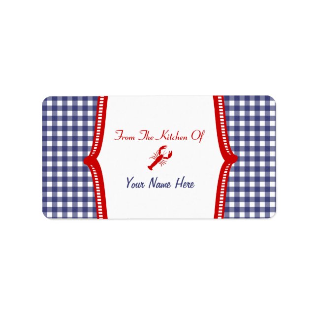 Étiquette De Cuisine - "De La Cuisine De" Homard (Devant)