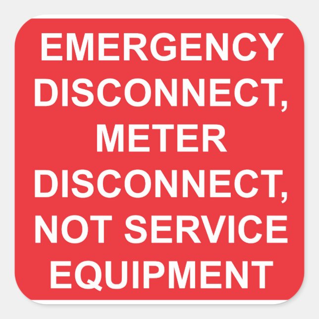 Étiquette de déconnexion du compteur d'urgence (Devant)