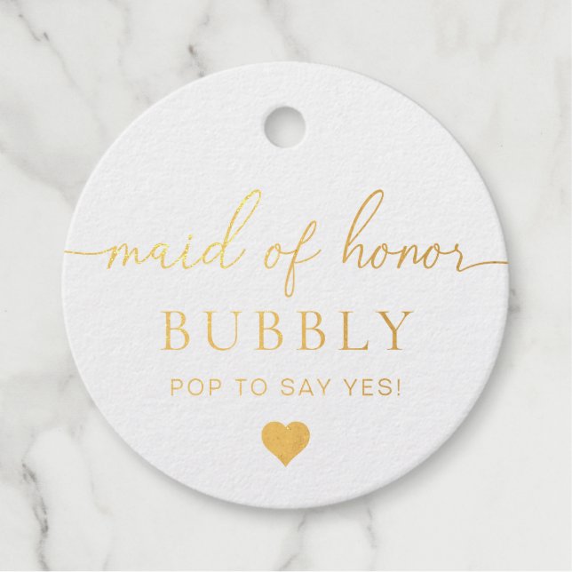 Étiquette de demande de témoin de mariage en feuil (Devant)