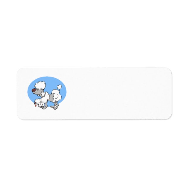 Étiquette de dessin animé de caniche vieillissant (Devant)
