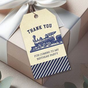 Étiquette de faveur d'anniversaire de train rétro 
