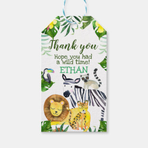 Étiquette de faveur d'anniversaire du safari du