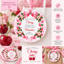 Étiquette de faveur d'anniversaire One Sweet Cherr
