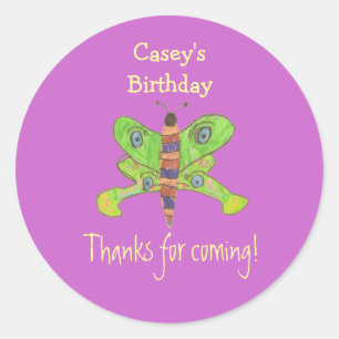 Étiquette de faveur d'anniversaire papillon