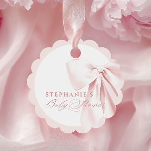 Étiquette de faveur de baby shower à ruban rose