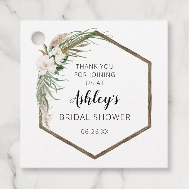 Étiquette de faveur de Baby Shower Couronne Bohème (Devant)