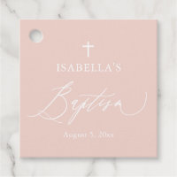 Étiquette de faveur de baptême de fille de croix b