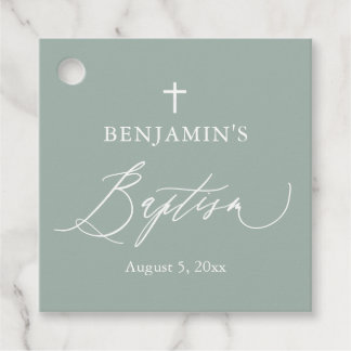 Étiquette de faveur de baptême de garçon croix bla