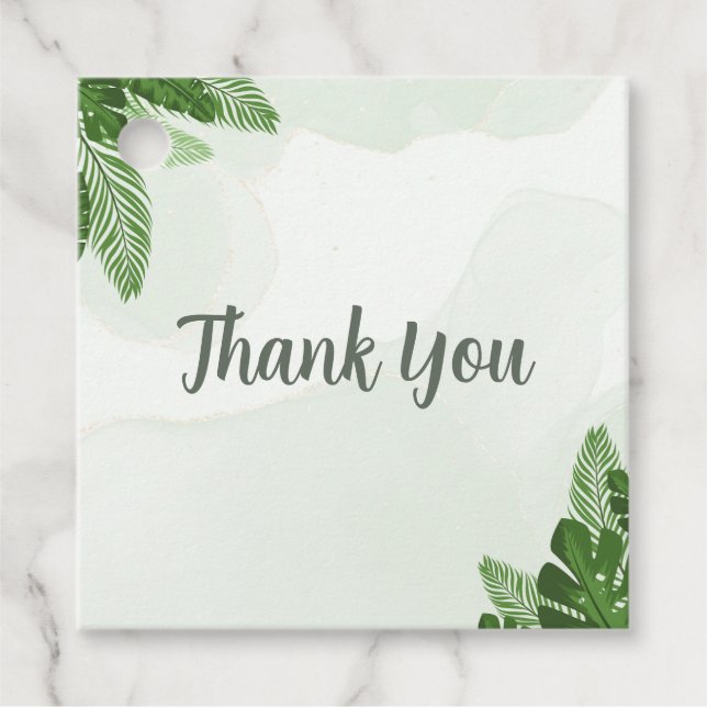 Étiquette de faveur de douche Monstera Tropical Vé (Devant)