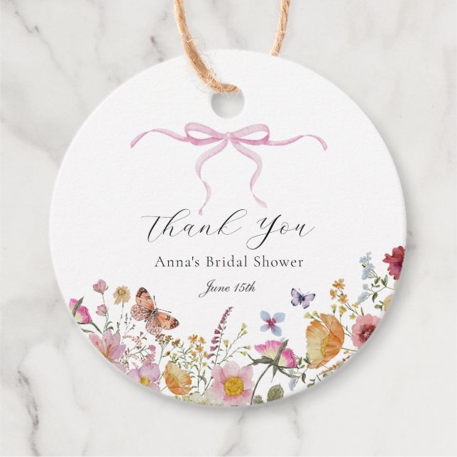Étiquette de faveur de douche nuptiale à fleurs sa (Devant)
