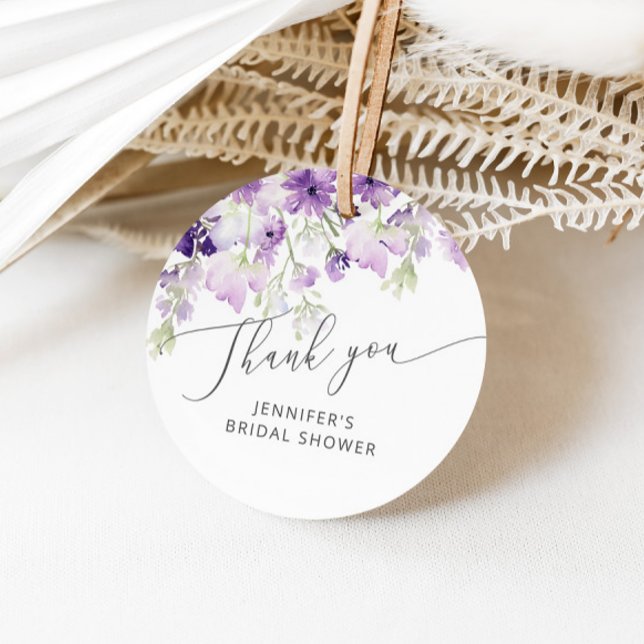 Étiquette de faveur de douche nuptiale fleurs sauv (Créateur téléchargé)