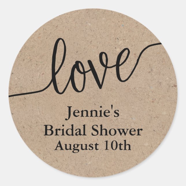 Étiquette de faveur de douche nuptiale Rustic Kraf (Devant)