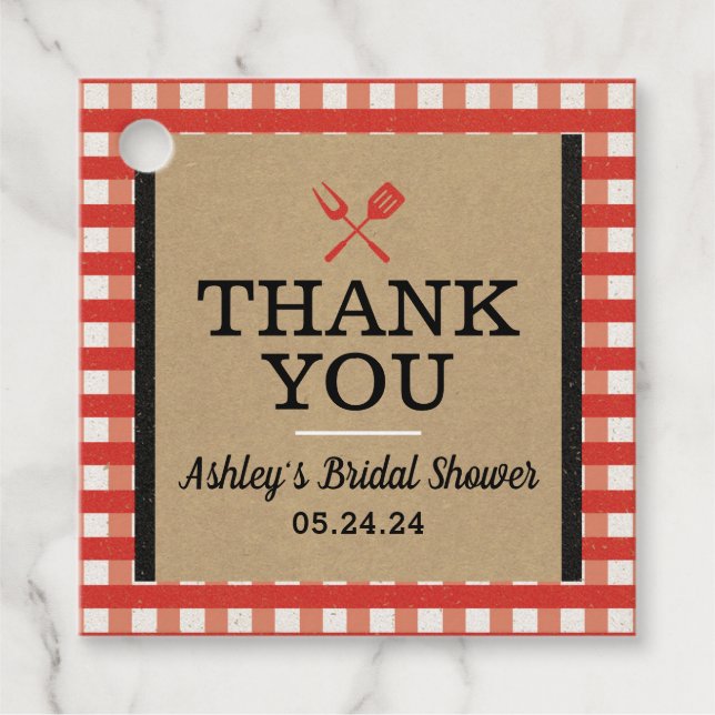 Étiquette de faveur de fête de BBQ de pique-nique (Devant)