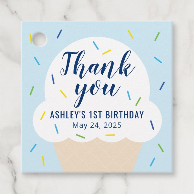 Étiquette de faveur de fête garçon glace (Devant)