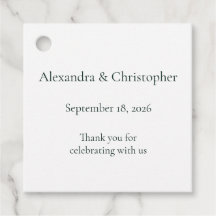 Étiquette de faveur de mariage blanche