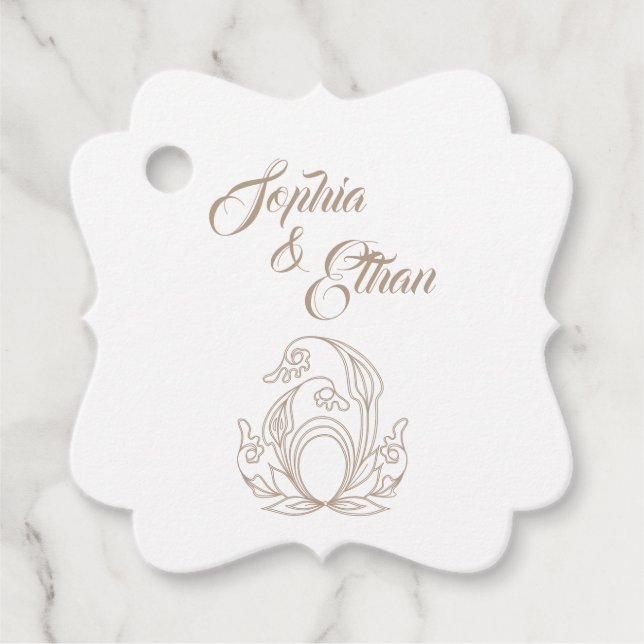 Étiquette de faveur de mariage élégante – Filigran (Devant)