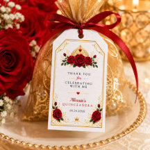 Étiquette de faveur de Quinceañera en or rose roug