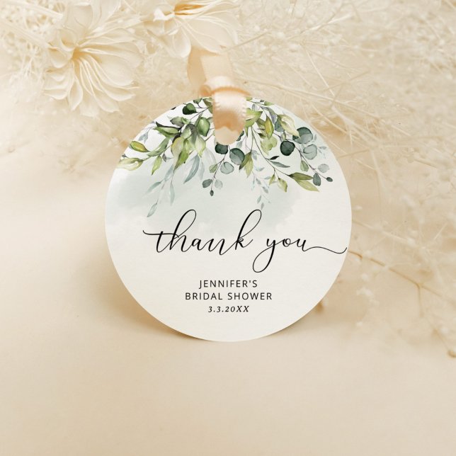 étiquette de faveur de shower de mariage eucalyptu (Créateur téléchargé)