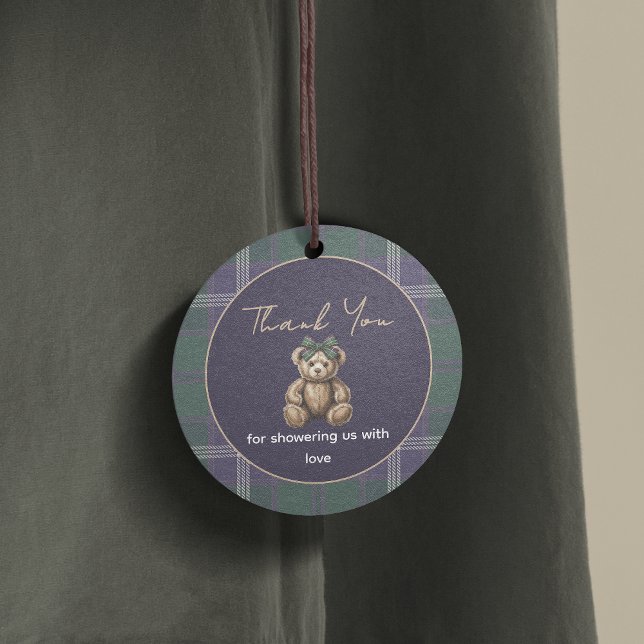 Étiquette de faveur de thème d'ours de fille chic  (Créateur téléchargé)