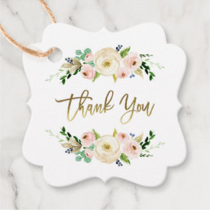 Étiquette de faveur florale, bohème, rustique, ros