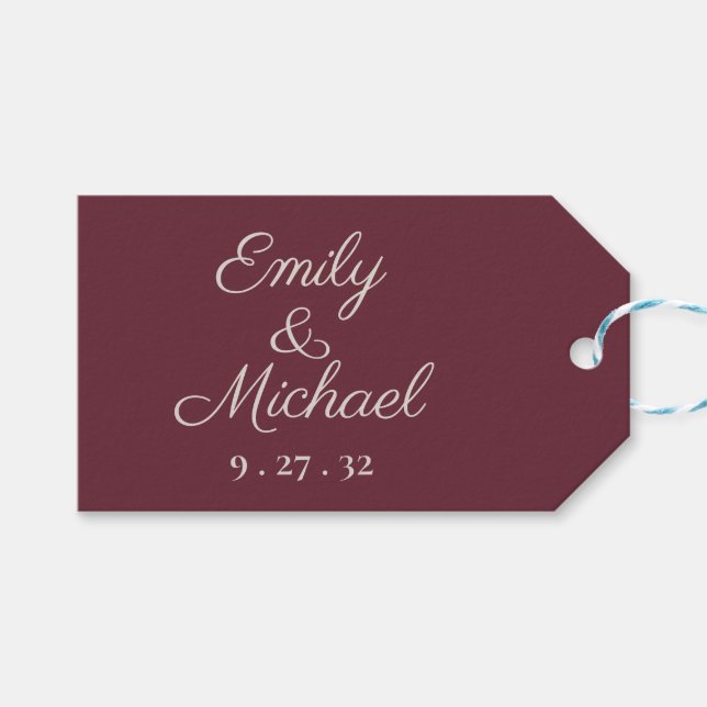 Étiquette de faveur Minimalst Purple Plum Script (Devant (Horizontal))