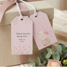Étiquette de faveur personnalisée Lapin Rose pour 