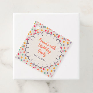 Étiquette de fête d'anniversaire colorée en confet