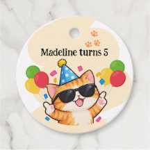 Étiquette de fête d'anniversaire pour chaton orang