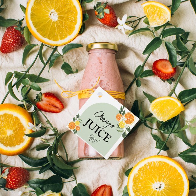 Étiquette de fête de fiançailles Main Squeeze Citr (Citrus Wedding Invitation Ideas, Lemon Themed Bridal Shower juice label tag decor )