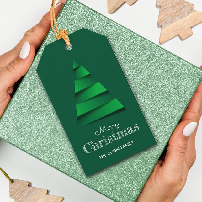 Étiquette de fête de Noël d'arbre de Noël abstrait (Créateur téléchargé)