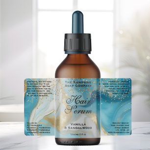 Étiquette de flacon de cosmétiques Blue Gold Glitt