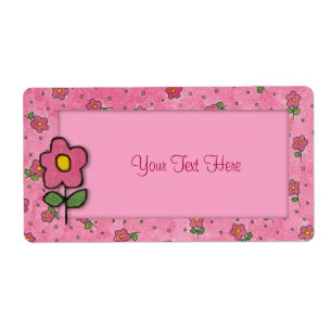 Étiquette de fleurs roses