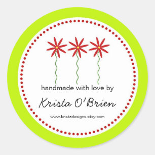 Étiquette de fleurs rouges pour les objets artisan