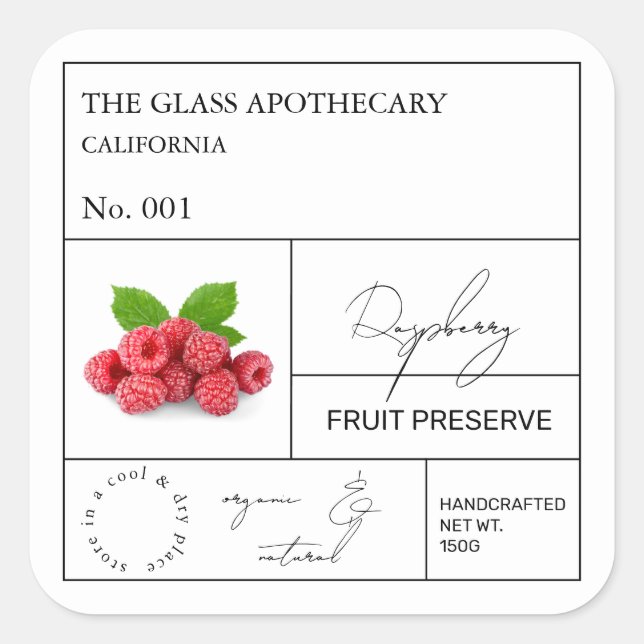 Étiquette de framboise apothecaire (Devant)