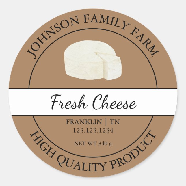 Étiquette de fromage frais de ferme (Devant)