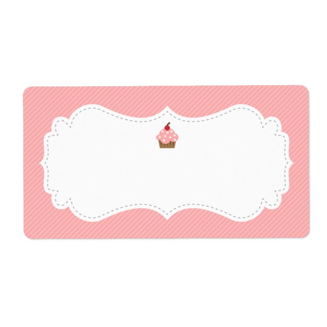 Étiquette de gâteau rose doux et élégant (Devant)