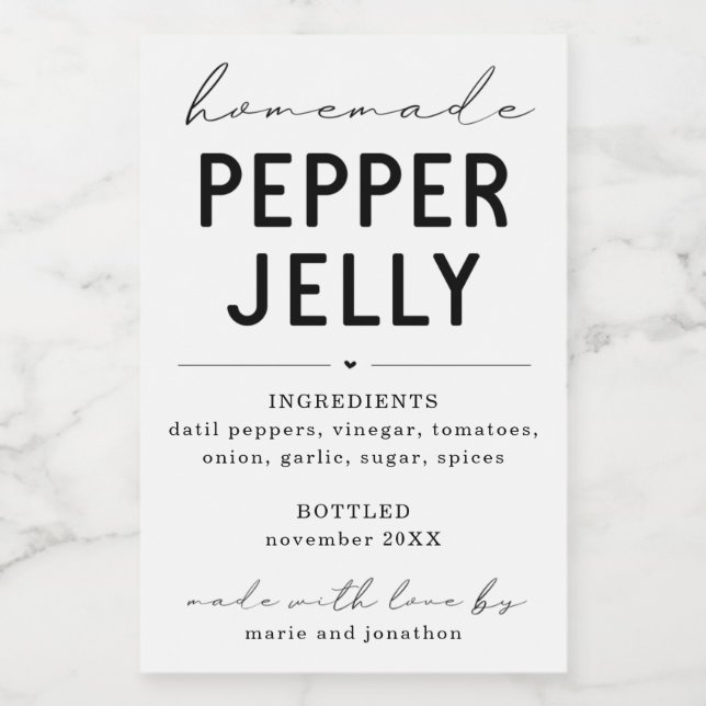 Étiquette de gelée de poivre maison personnalisé (Étiquettes simples)