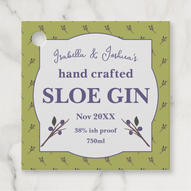 étiquette de gin de prunelle fait maison (Devant)