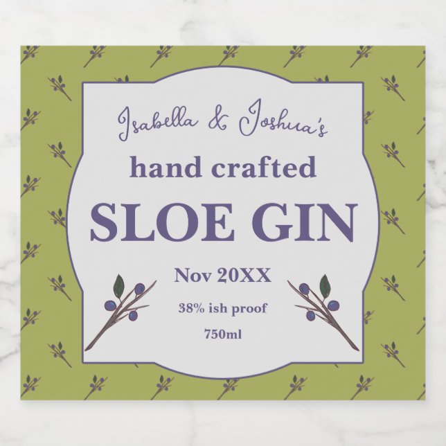 étiquette de gin de prunelle maison (Étiquettes simples)